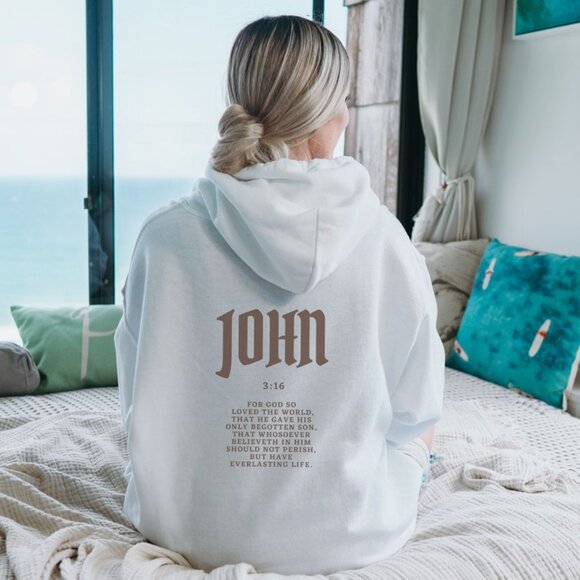 Tops - John 3:16 Christian Hoodie | Bible Verse Hoodie | Christian Merch Hoodie